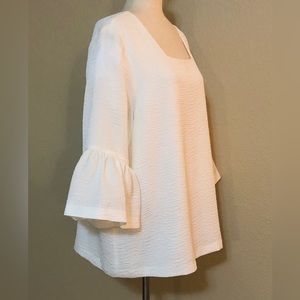 Calvin Klein Women’s White Blouse. Lined. 3/4 Length Bell Sleeves. Size- XL